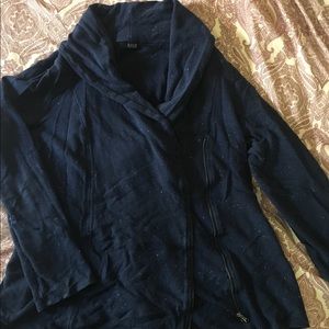 Cowl-neck zip-front sweater